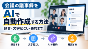 AIで会議の議事録を自動作成する方法を解説したアイキャッチ